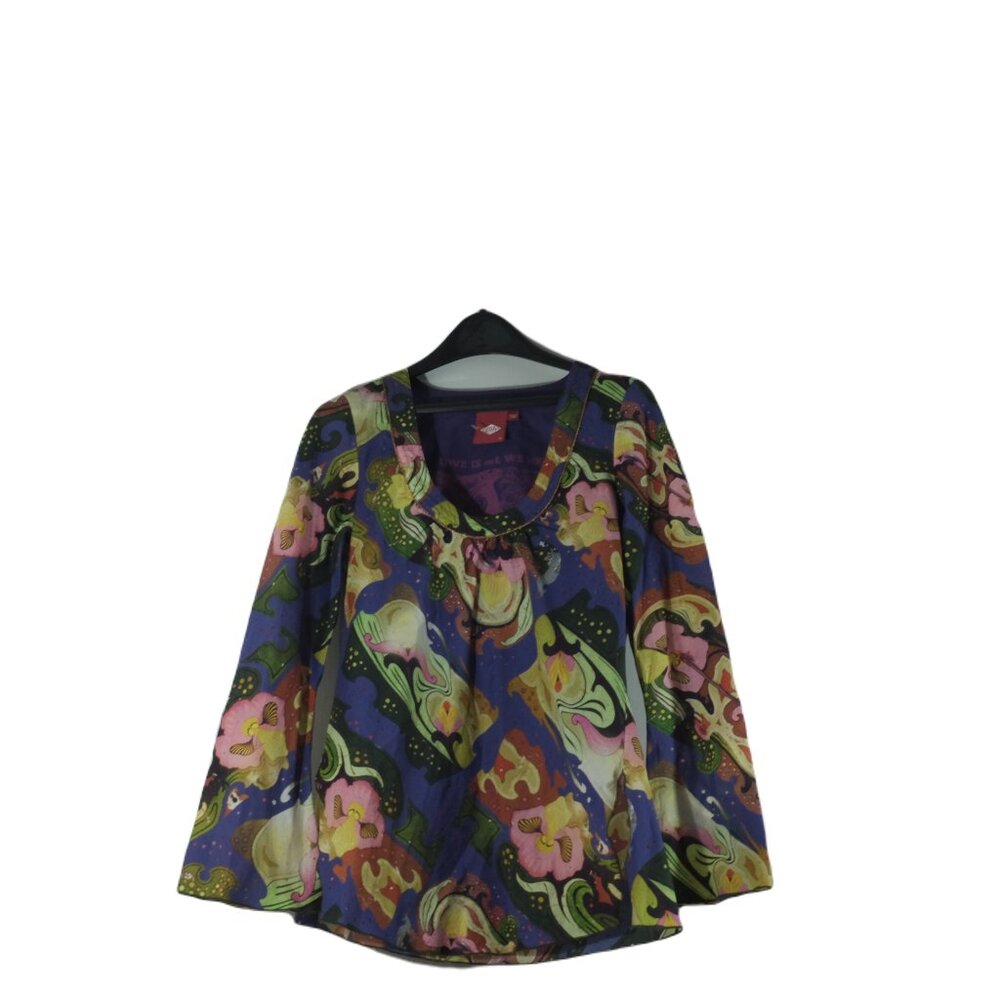 Oilily Purple and Yellow Long Sleeve Graphic Blouse